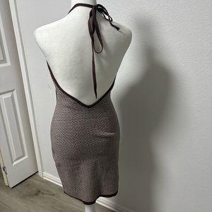 Elegant Brown Halter Dress